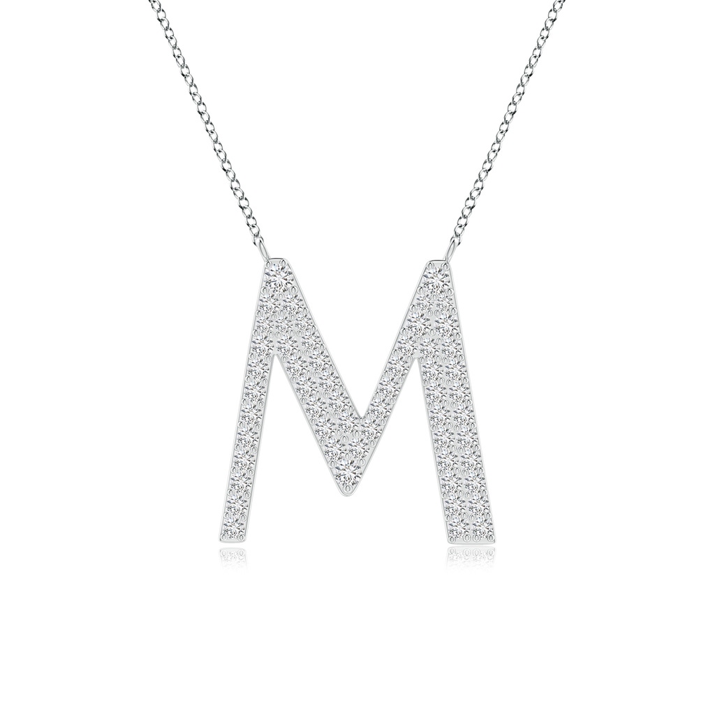 1.5mm HSI2 Modern Deco Diamond Capital "M" Initial Pendant in White Gold