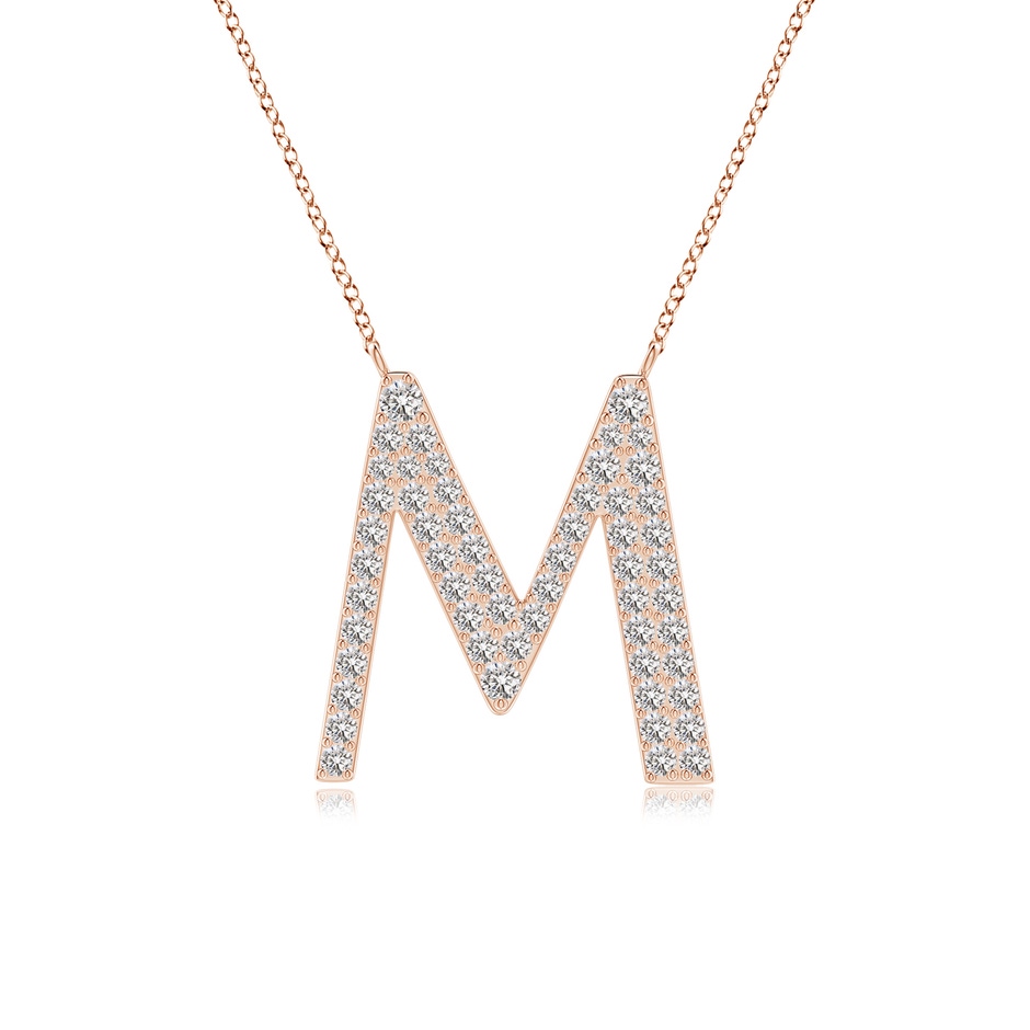 1.5mm IJI1I2 Modern Deco Diamond Capital "M" Initial Pendant in Rose Gold 
