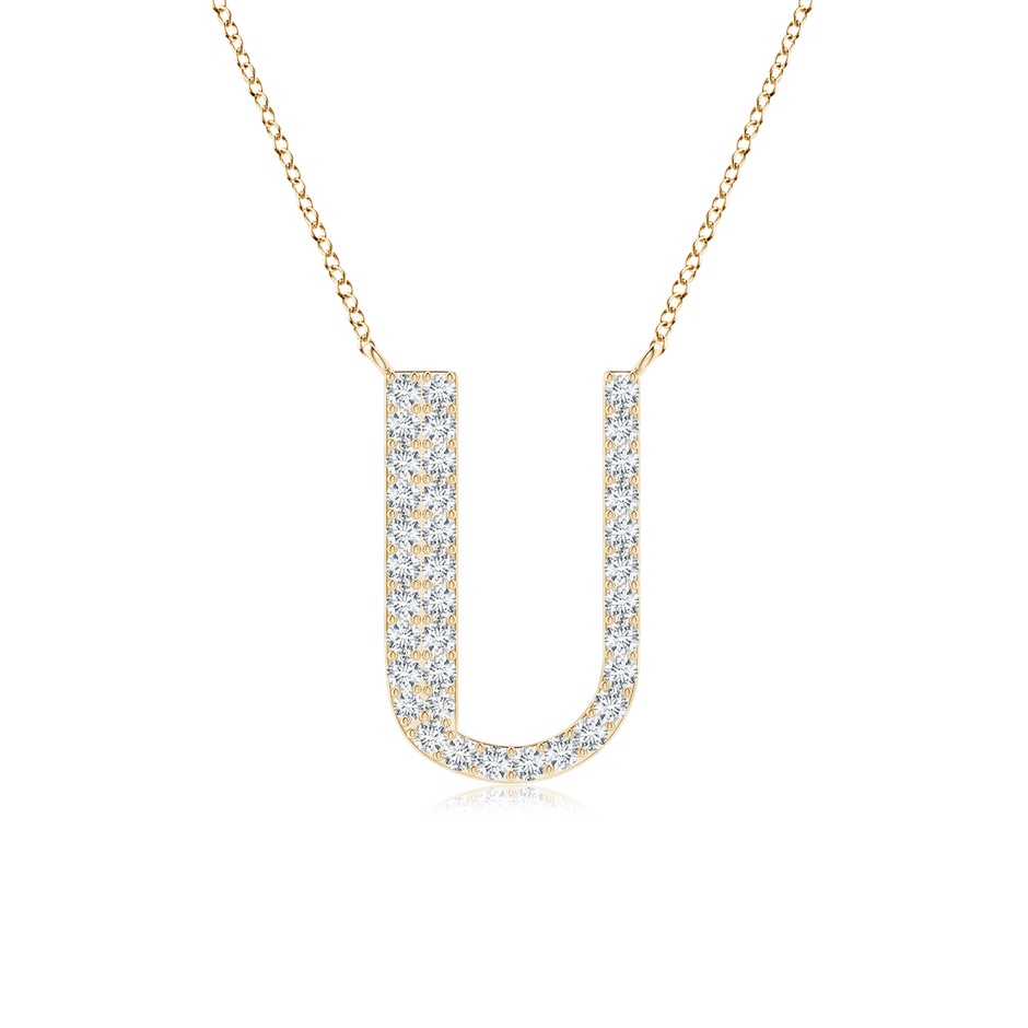 1.15mm GVS2 Modern Deco Diamond Capital "U" Initial Pendant in Yellow Gold 