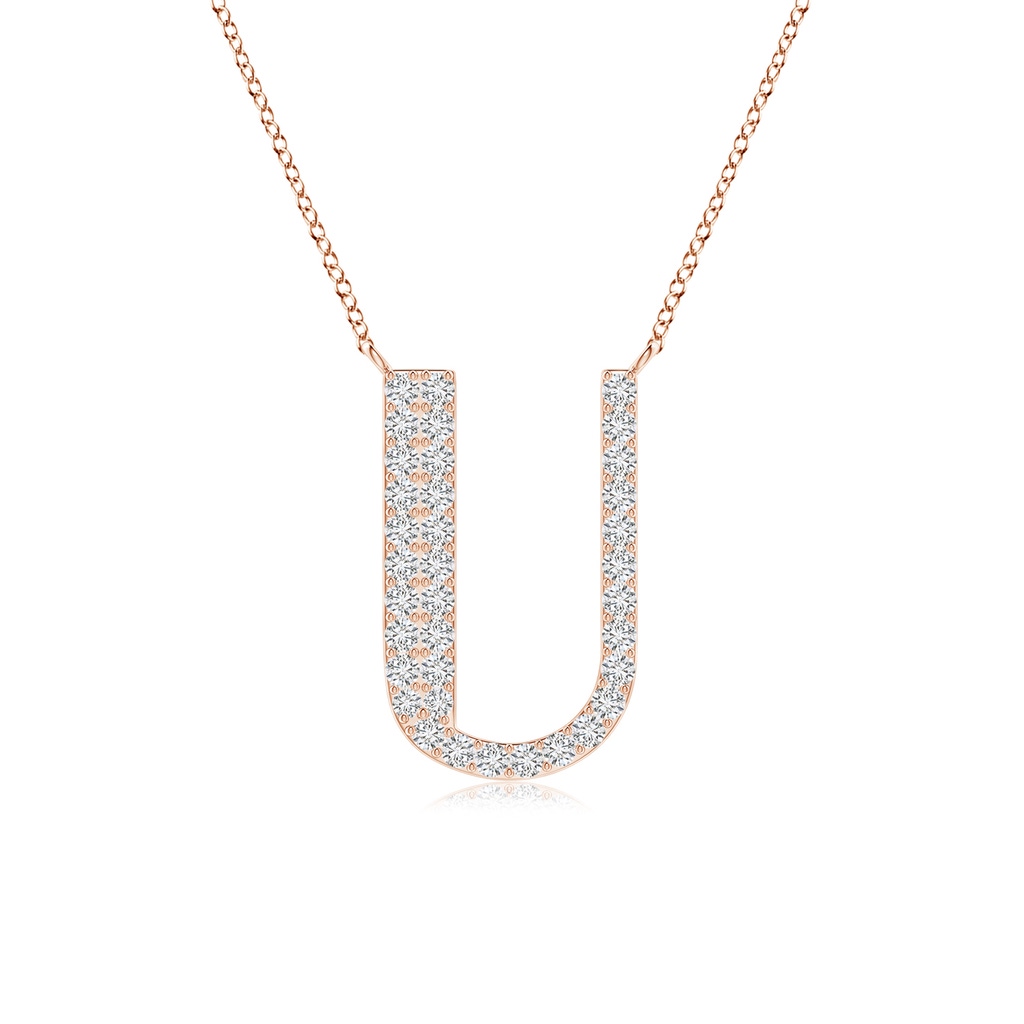 1.15mm HSI2 Modern Deco Diamond Capital "U" Initial Pendant in Rose Gold