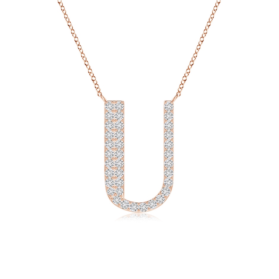 1.15mm HSI2 Modern Deco Diamond Capital "U" Initial Pendant in Rose Gold 