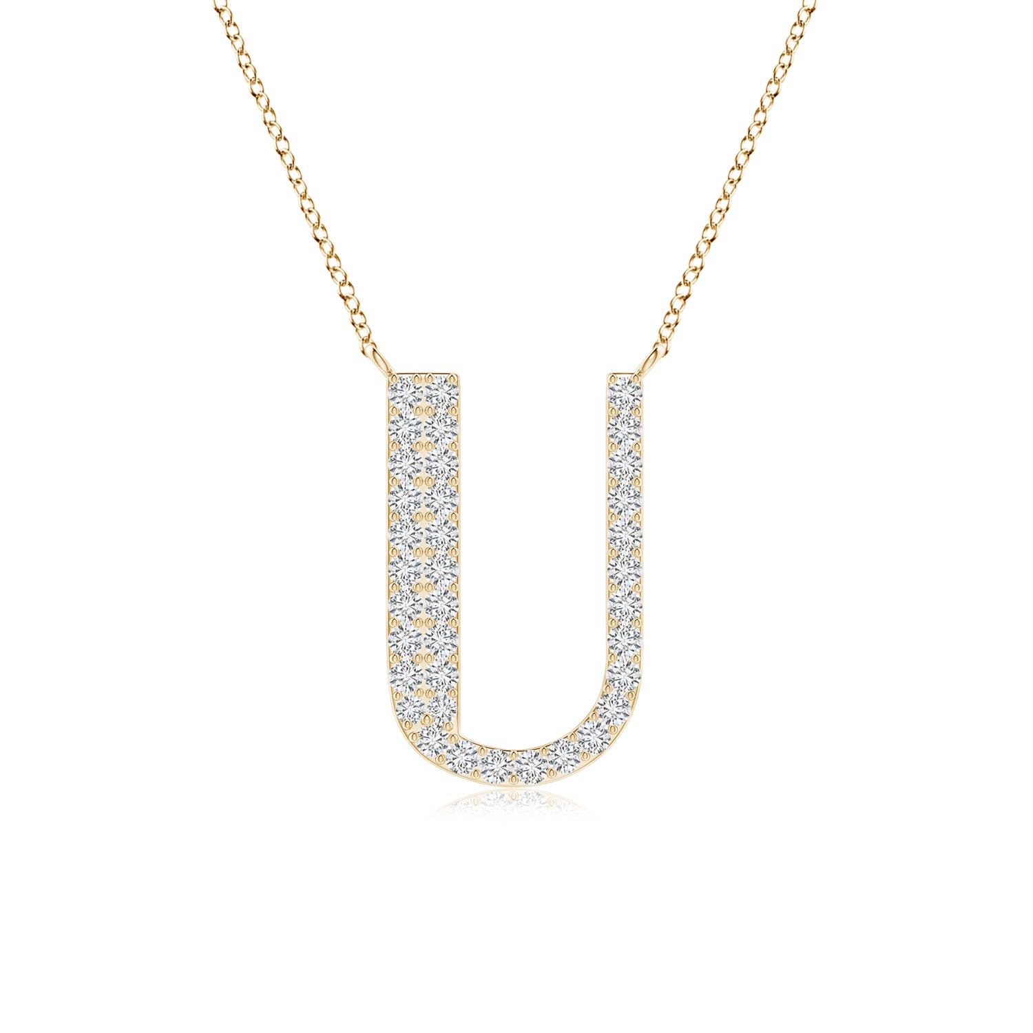 1.15mm HSI2 Modern Deco Diamond Capital "U" Initial Pendant in Yellow Gold