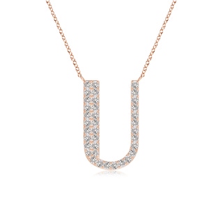 1.15mm IJI1I2 Modern Deco Diamond Capital "U" Initial Pendant in Rose Gold
