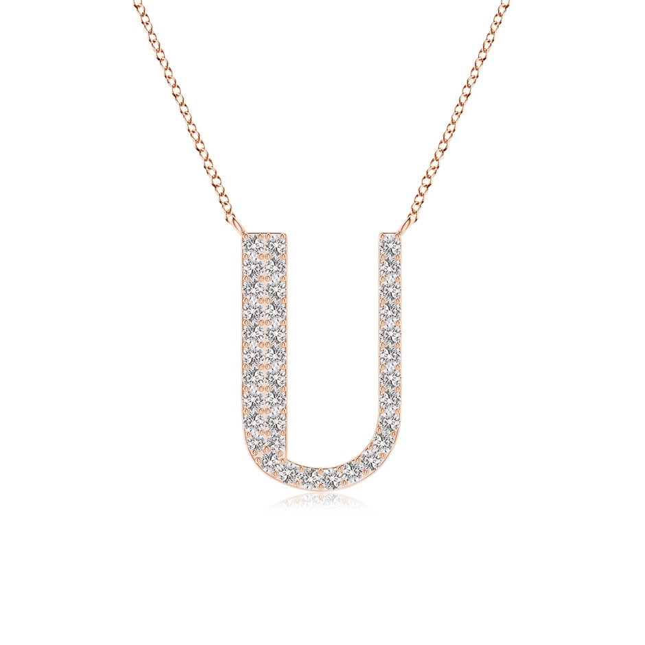 1.15mm IJI1I2 Modern Deco Diamond Capital "U" Initial Pendant in Rose Gold 