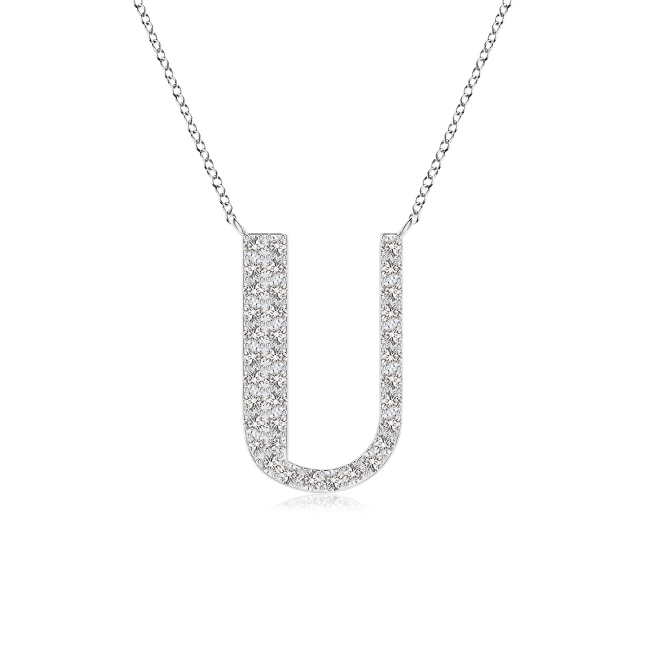 1.15mm IJI1I2 Modern Deco Diamond Capital "U" Initial Pendant in White Gold 