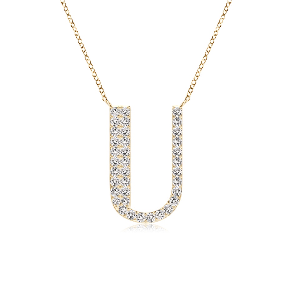 1.15mm IJI1I2 Modern Deco Diamond Capital "U" Initial Pendant in Yellow Gold 