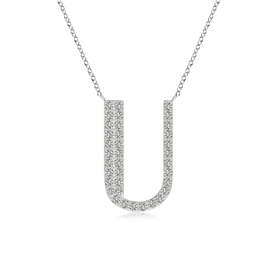1.15mm KI3 Modern Deco Diamond Capital "U" Initial Pendant in White Gold 
