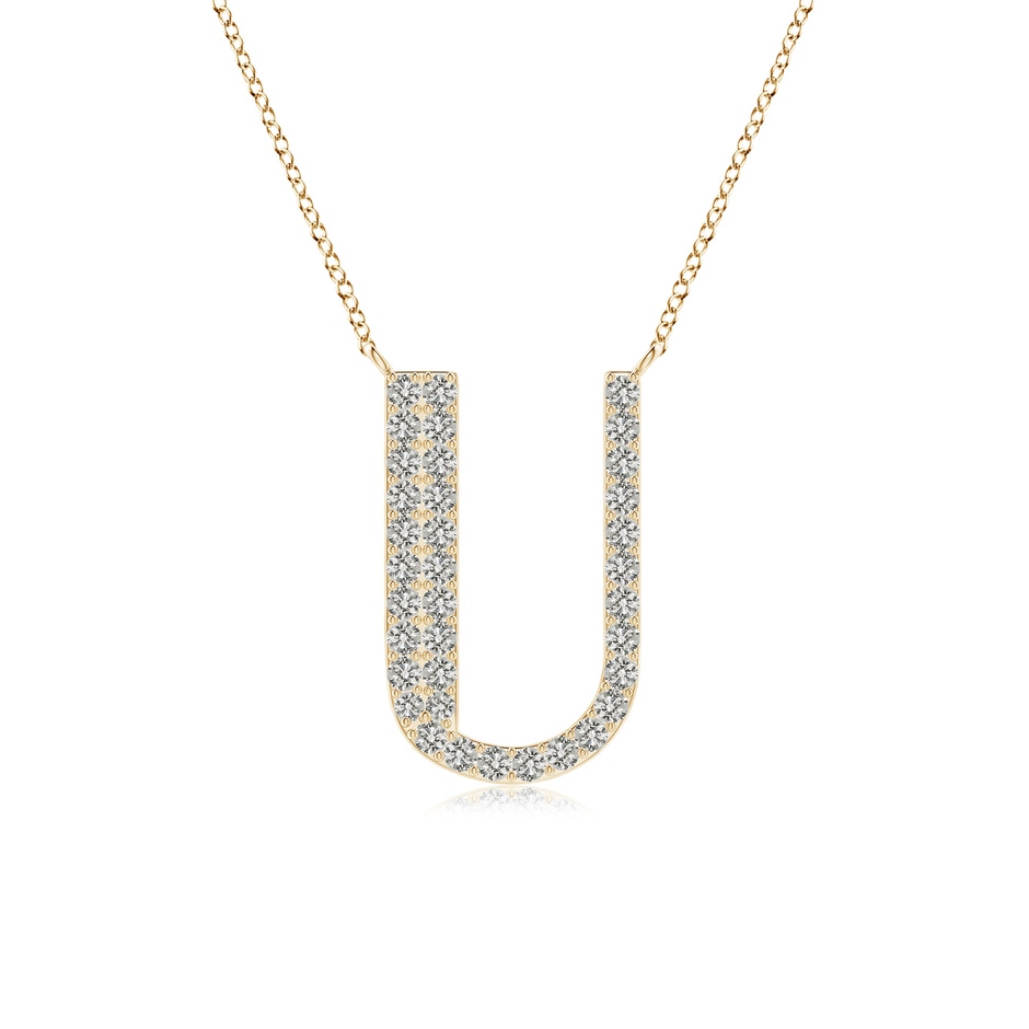 1.15mm KI3 Modern Deco Diamond Capital "U" Initial Pendant in Yellow Gold 