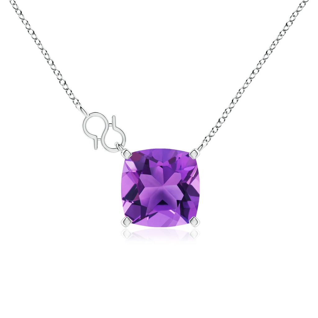 7mm AAA Cushion Amethyst Solitaire Pendant in support of Alzheimer's Association&reg; in S999 Silver 