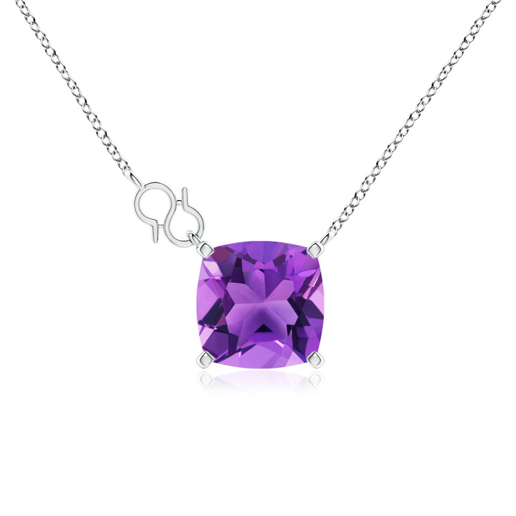 7mm AAA Cushion Amethyst Solitaire Pendant in support of Alzheimer's Association&reg; in S999 Silver
