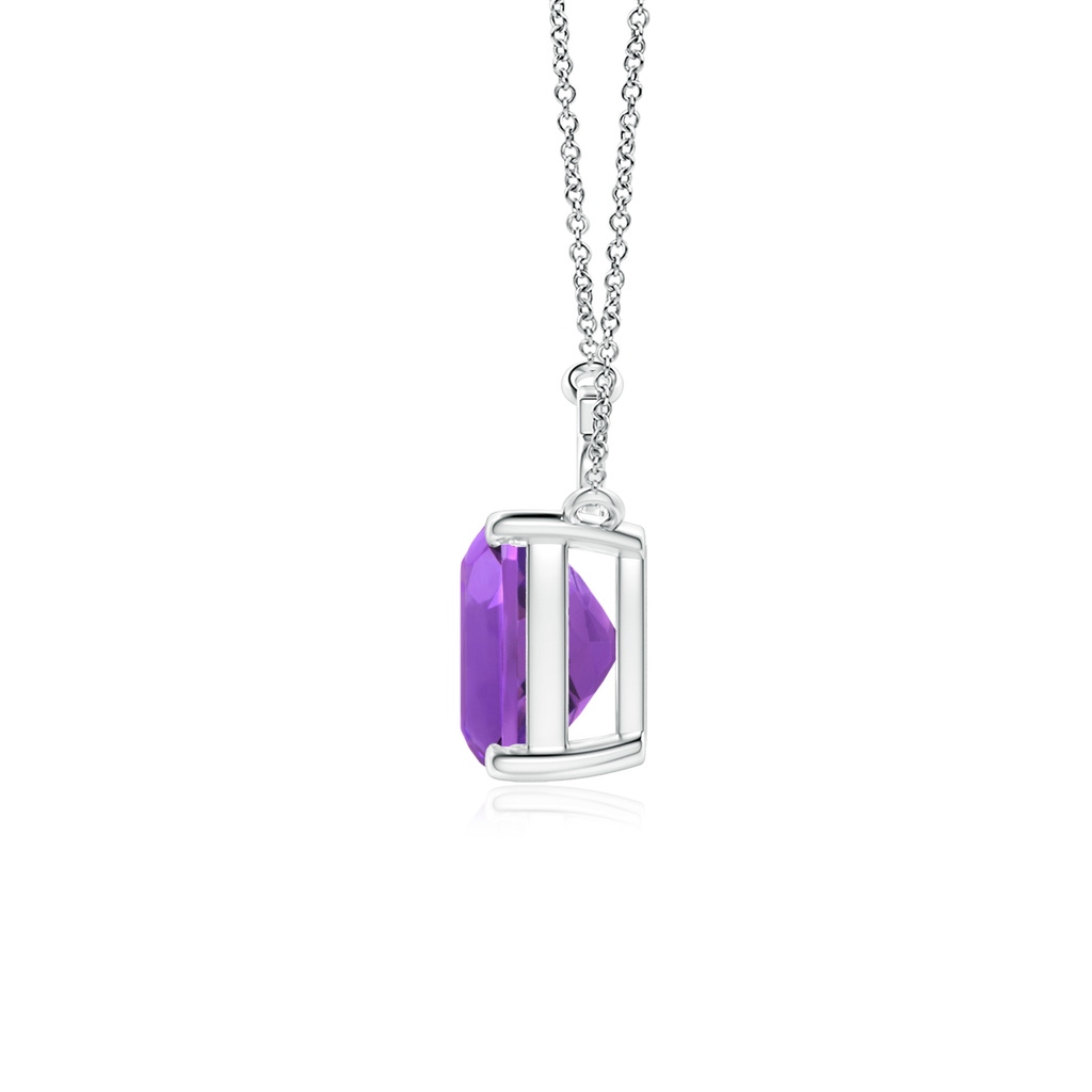 7mm AAA Cushion Amethyst Solitaire Pendant in support of Alzheimer's Association&reg; in S999 Silver Side-1