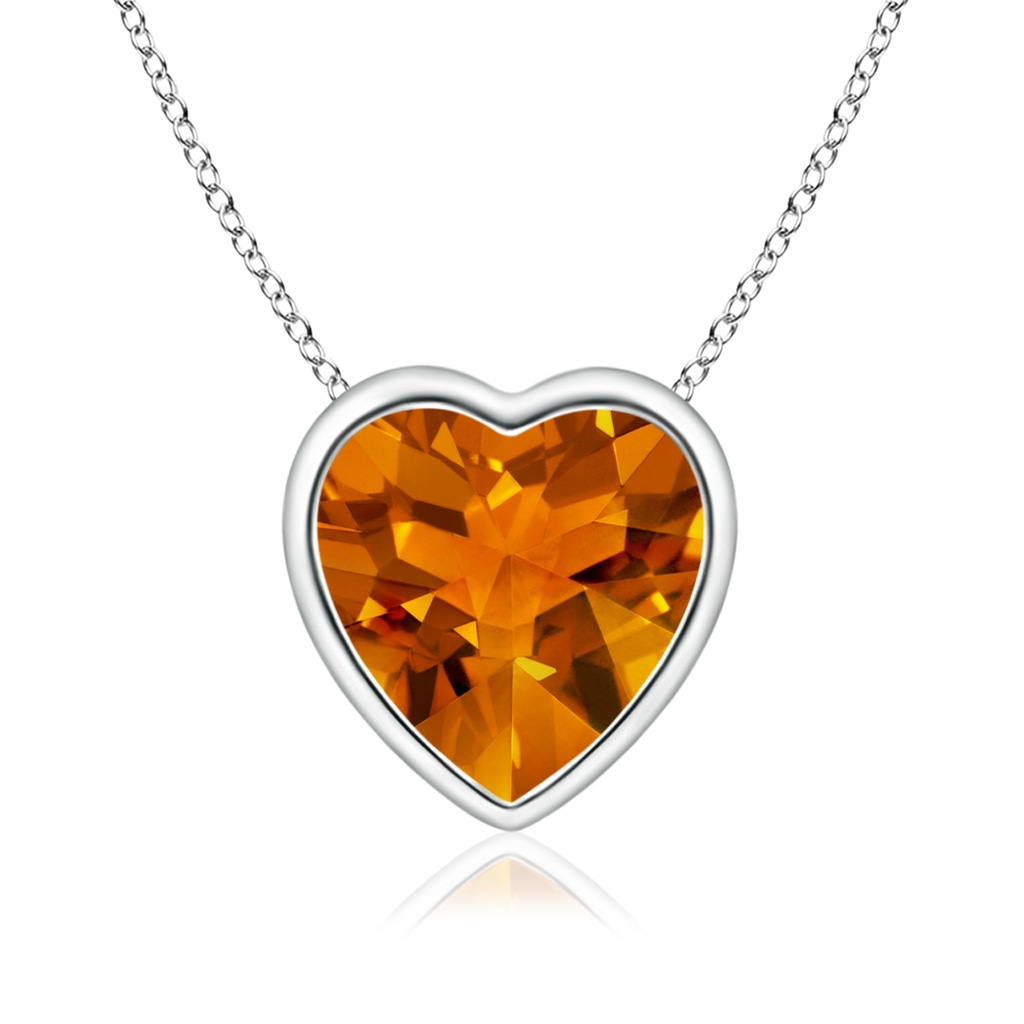 7mm AAAA Bezel-Set Heart-Shaped Citrine Solitaire Pendant in White Gold