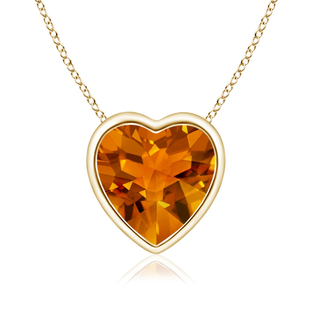 7mm AAAA Bezel-Set Heart-Shaped Citrine Solitaire Pendant in Yellow Gold