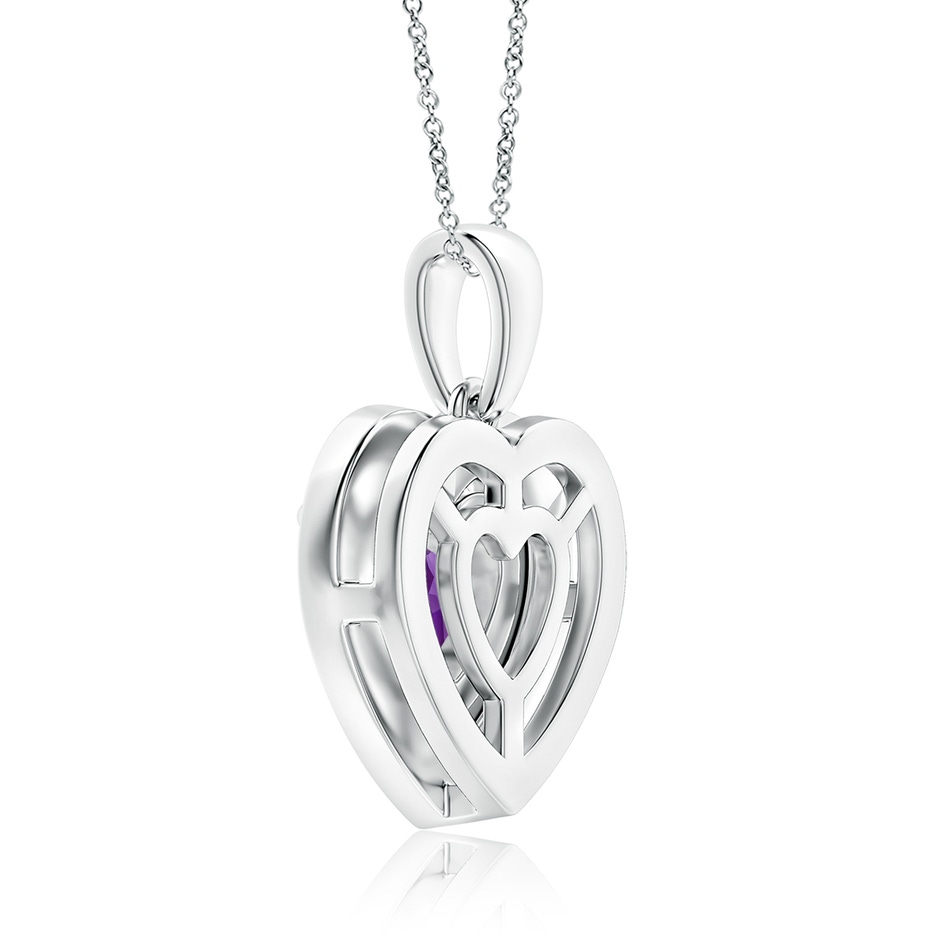 11.87x11.95x7.73mm AAAA Floating GIA Certified Amethyst Heart Pendant with Diamond Halo in White Gold side 399