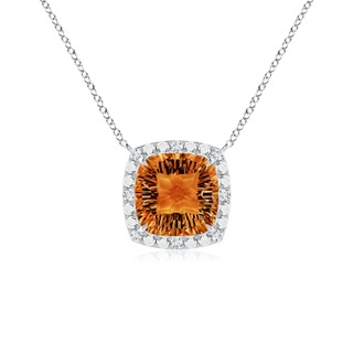 10mm AAAA Claw-Set Cushion Citrine Pendant with Beaded Halo in P950 Platinum