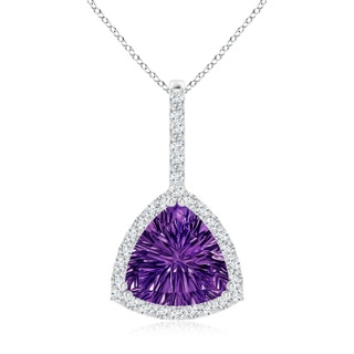 10mm AAAA Classic Trillion Concave-Cut Amethyst Halo Pendant in P950 Platinum