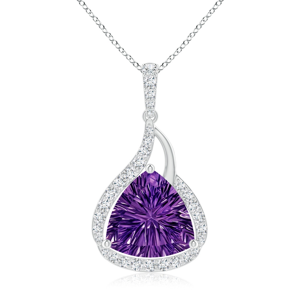 10mm AAAA Trillion Concave-Cut Amethyst Flame Pendant in P950 Platinum