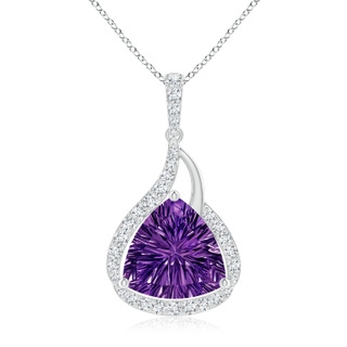10mm AAAA Trillion Concave-Cut Amethyst Flame Pendant in White Gold