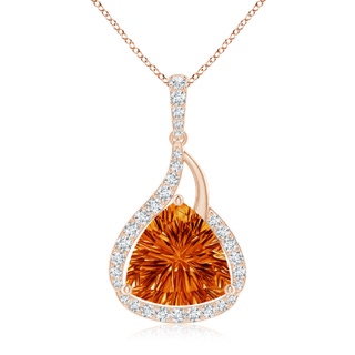 10mm AAAA Trillion Concave-Cut Citrine Flame Pendant in 10K Rose Gold