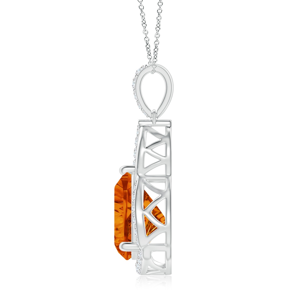 10mm AAAA Trillion Concave-Cut Citrine Flame Pendant in White Gold Side-1