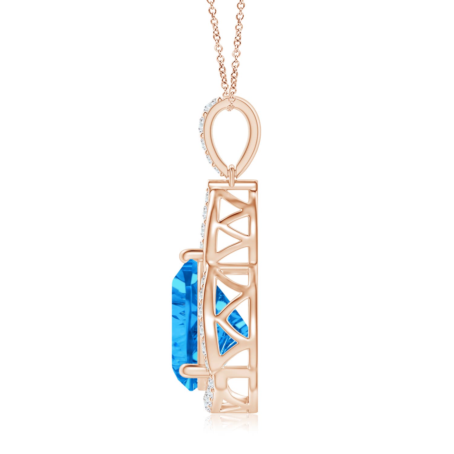 AAAA - Swiss Blue Topaz / 3.24 CT / 14 KT Rose Gold