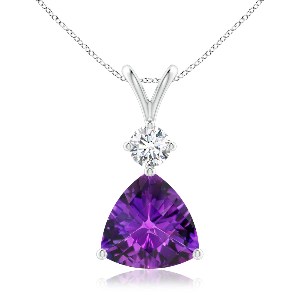 10mm AAAA Trillion Checker-Cut Amethyst Solitaire Pendant in P950 Platinum
