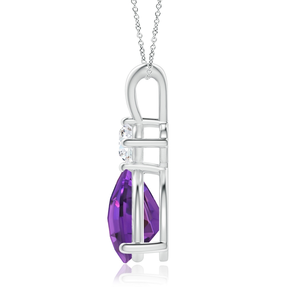 10mm AAAA Trillion Checker-Cut Amethyst Solitaire Pendant in P950 Platinum Side-1