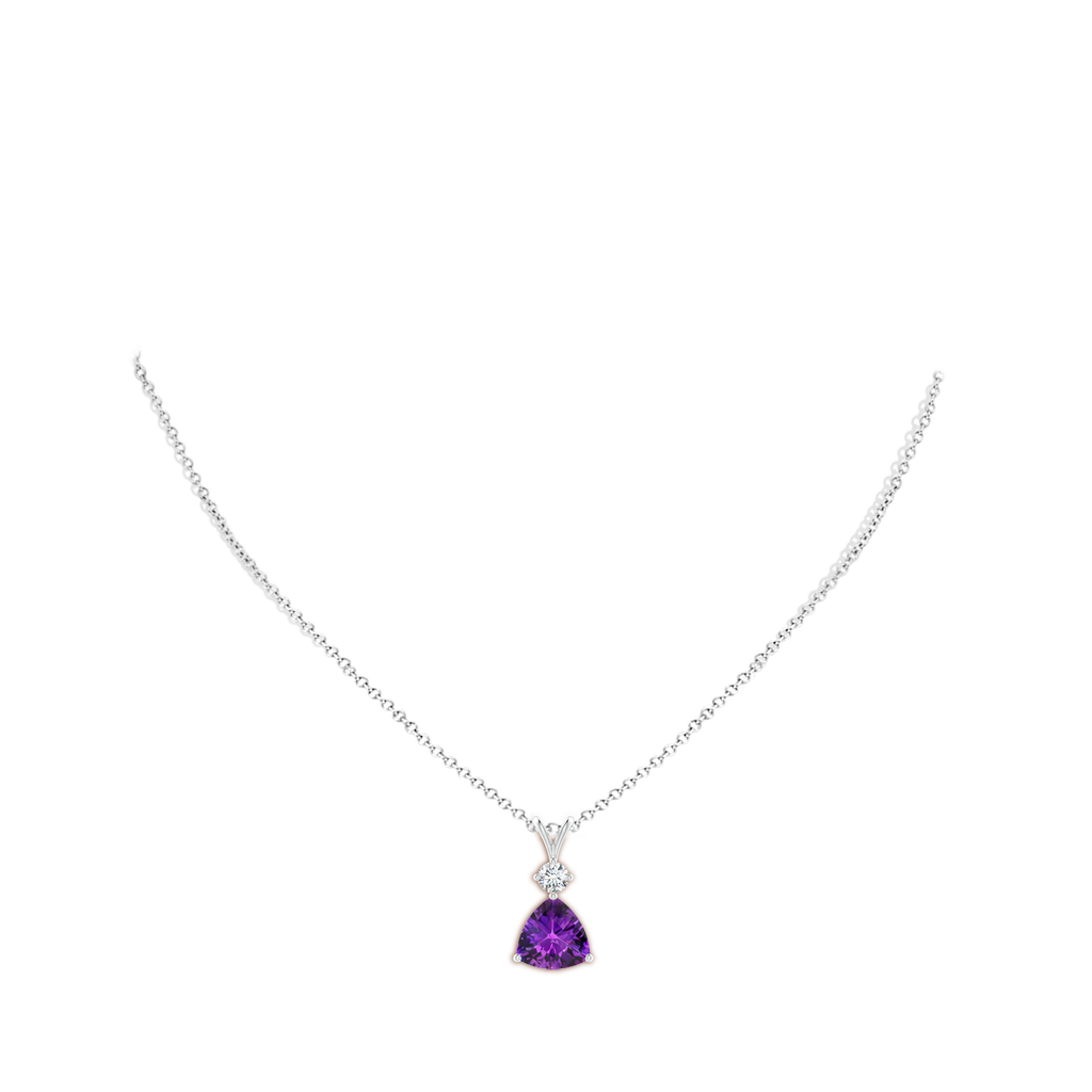 10mm AAAA Trillion Checker-Cut Amethyst Solitaire Pendant in P950 Platinum Body-Neck