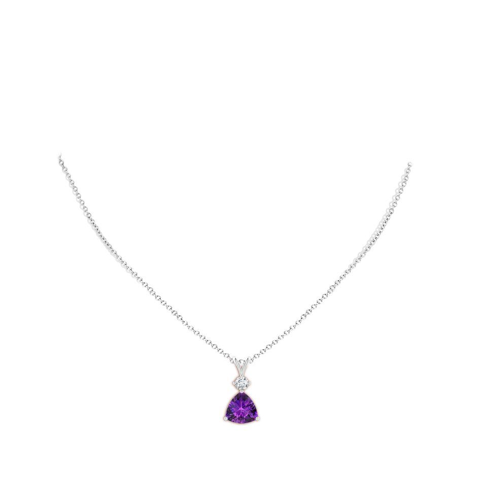 10mm AAAA Trillion Checker-Cut Amethyst Solitaire Pendant in P950 Platinum body-neck