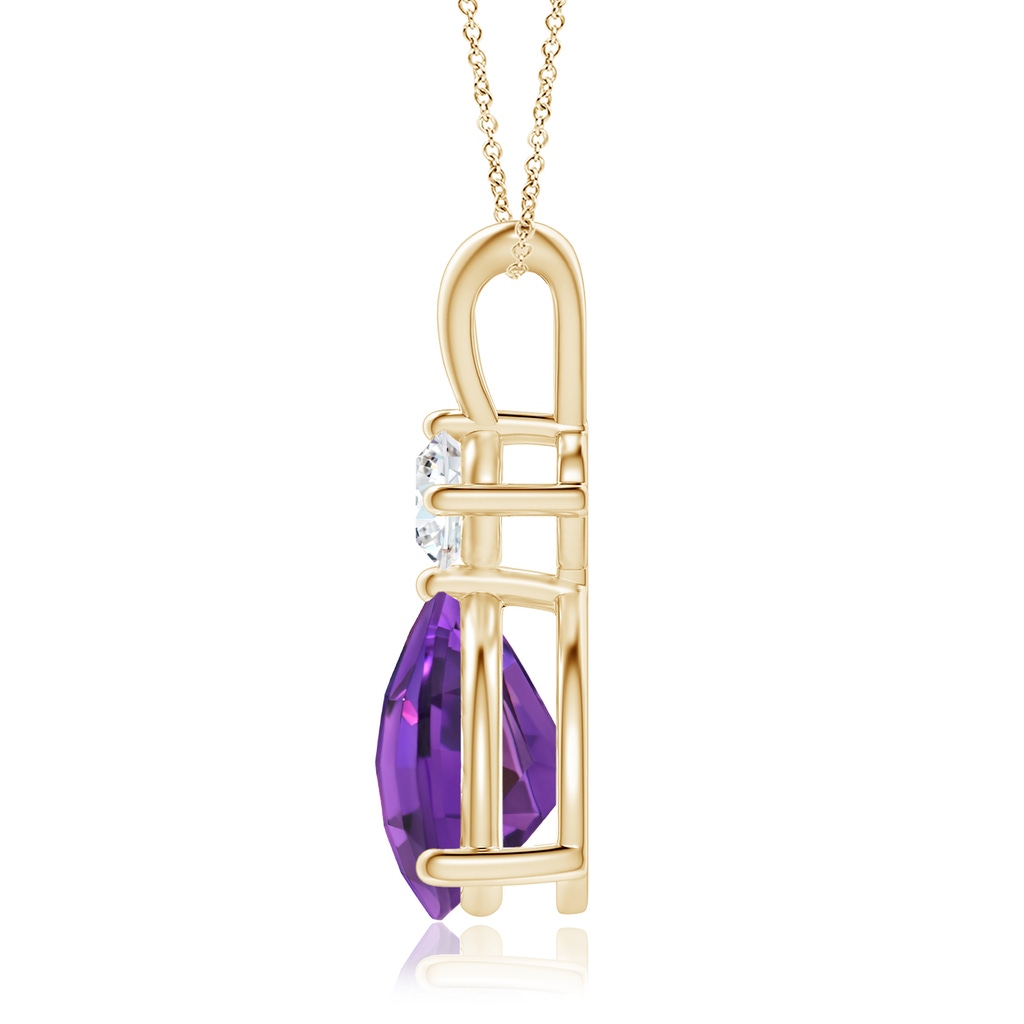 10mm AAAA Trillion Checker-Cut Amethyst Solitaire Pendant in Yellow Gold - side_1