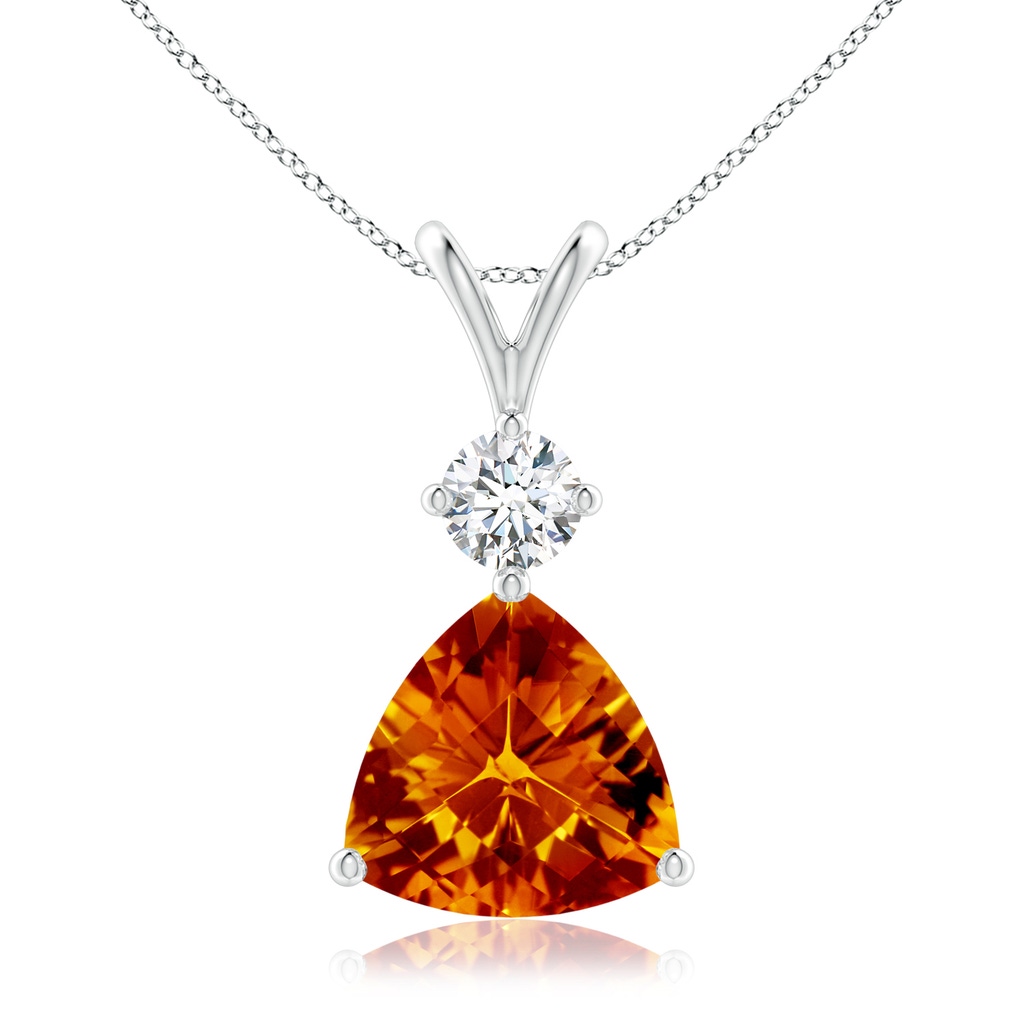 10mm AAAA Trillion Checker-Cut Citrine Solitaire Pendant in White Gold