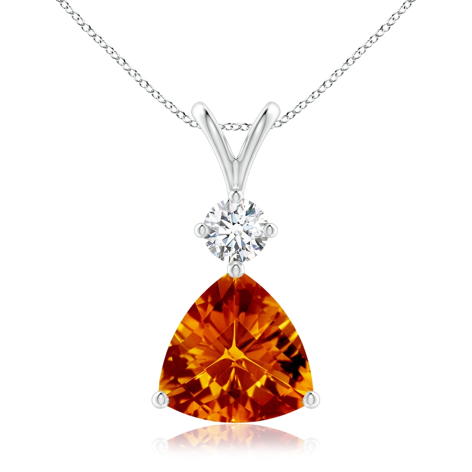 10mm AAAA Trillion Checker-Cut Citrine Solitaire Pendant in White Gold 