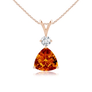 8mm AAAA Trillion Checker-Cut Citrine Solitaire Pendant in 10K Rose Gold