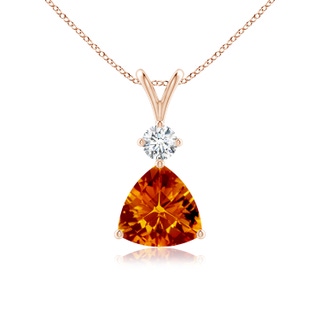 8mm AAAA Trillion Checker-Cut Citrine Solitaire Pendant in Rose Gold