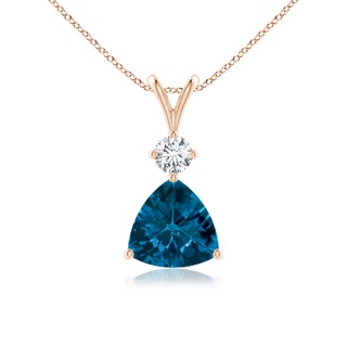 8mm AAAA Trillion Checker-Cut London Blue Topaz Solitaire Pendant in 10K Rose Gold