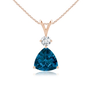 8mm AAAA Trillion Checker-Cut London Blue Topaz Solitaire Pendant in 9K Rose Gold