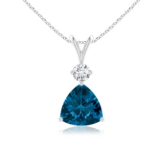 8mm AAAA Trillion Checker-Cut London Blue Topaz Solitaire Pendant in White Gold