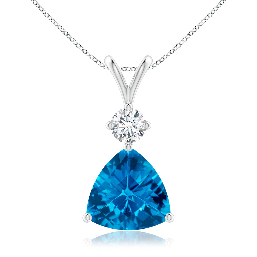 10mm AAAA Trillion Checker-Cut Swiss Blue Topaz Solitaire Pendant in P950 Platinum