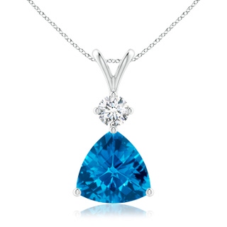 10mm AAAA Trillion Checker-Cut Swiss Blue Topaz Solitaire Pendant in P950 Platinum