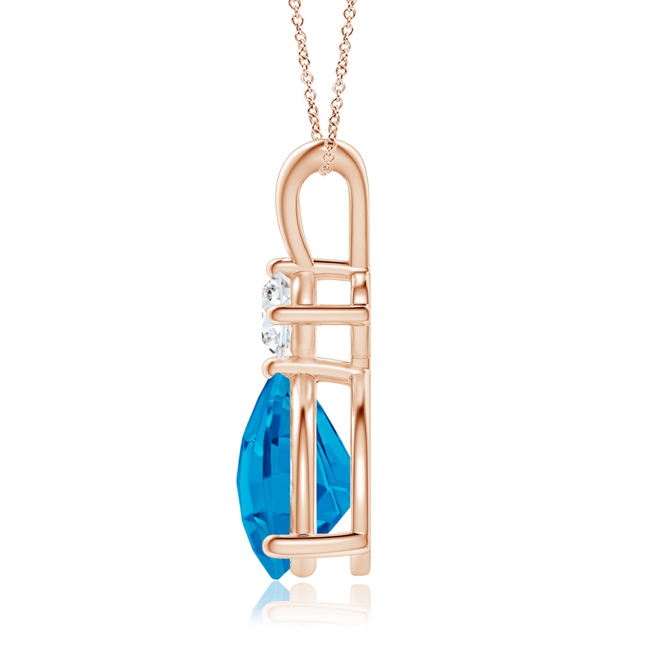 10mm AAAA Trillion Checker-Cut Swiss Blue Topaz Solitaire Pendant in Rose Gold side-1