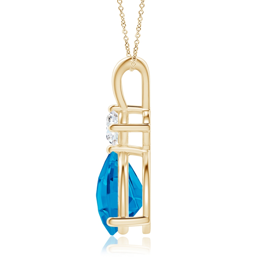 10mm AAAA Trillion Checker-Cut Swiss Blue Topaz Solitaire Pendant in Yellow Gold - side_1