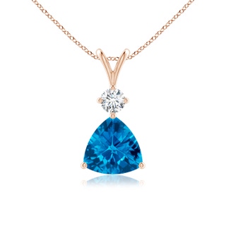 8mm AAAA Trillion Checker-Cut Swiss Blue Topaz Solitaire Pendant in 10K Rose Gold