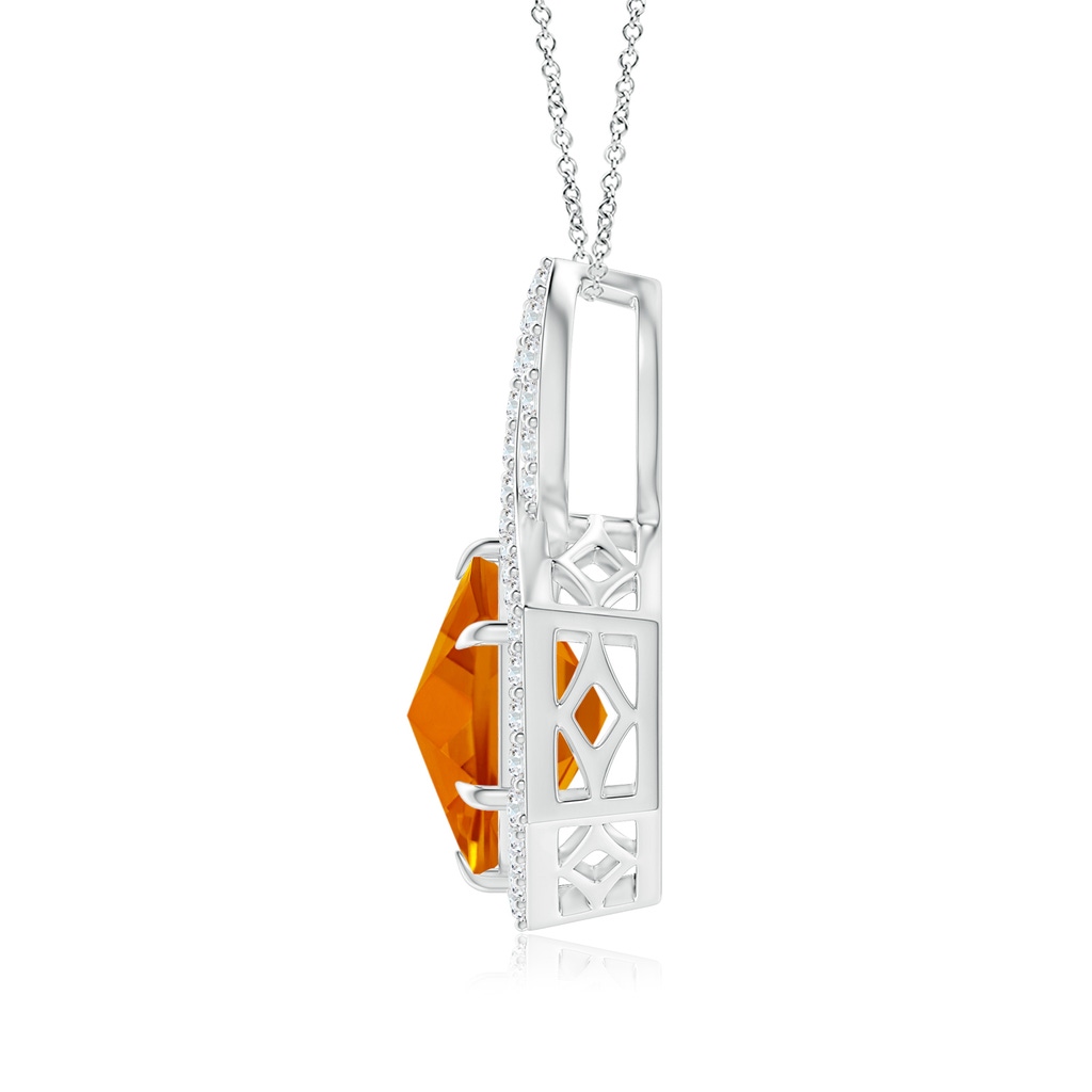 8mm AAAA Hexagonal Step-Cut Citrine Infinity Halo Pendant in White Gold Side 1