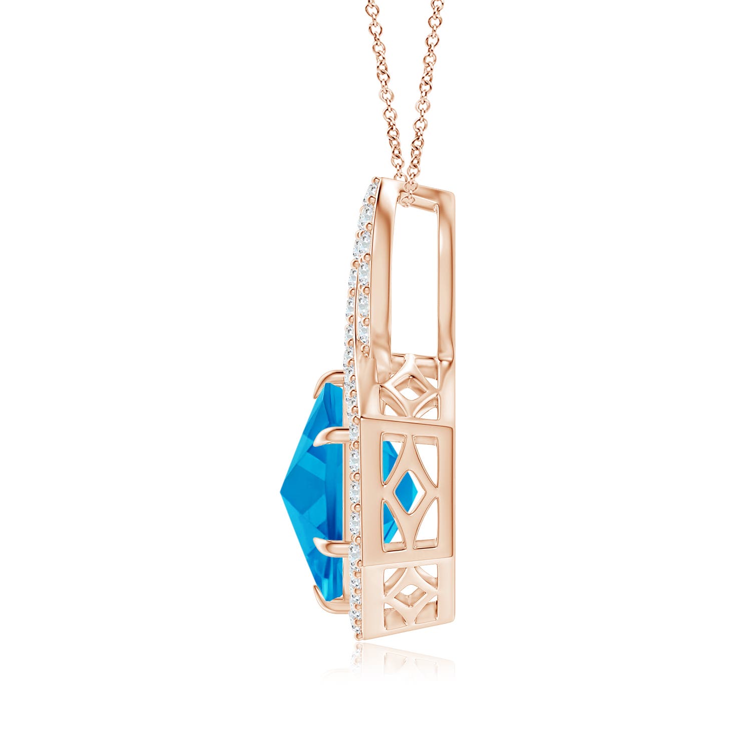 AAAA - Swiss Blue Topaz / 2.65 CT / 14 KT Rose Gold