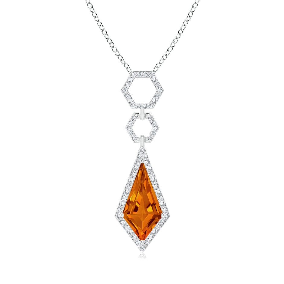 15x8mm AAAA Kite-Shaped Citrine Hexagonal Frame Halo Pendant in White Gold 