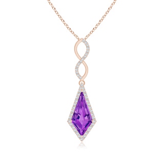 14x7mm AAAA Kite-Shaped Step-Cut Amethyst Infinity Pendant in 10K Rose Gold