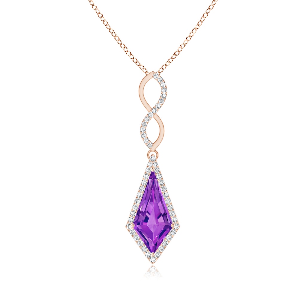 14x7mm AAAA Kite-Shaped Step-Cut Amethyst Infinity Pendant in Rose Gold