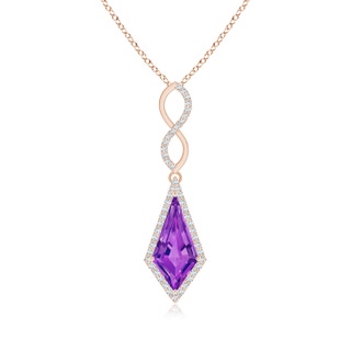 14x7mm AAAA Kite-Shaped Step-Cut Amethyst Infinity Pendant in Rose Gold