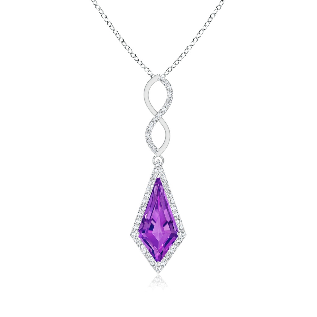 14x7mm AAAA Kite-Shaped Step-Cut Amethyst Infinity Pendant in White Gold