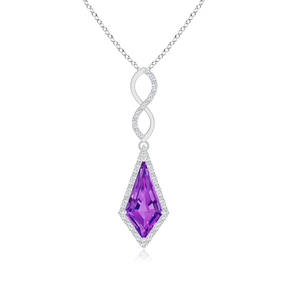 14x7mm AAAA Kite-Shaped Step-Cut Amethyst Infinity Pendant in White Gold 